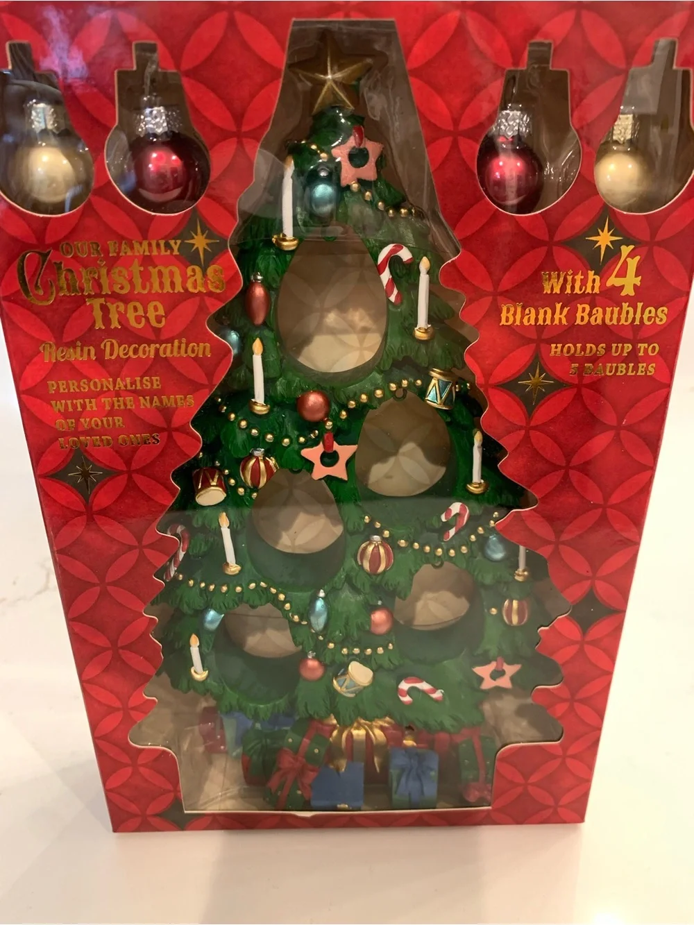 Our Mini Family Christmas Tree Personalized Baubles 9” NEW in box.